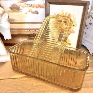 Vintage ‘Mid Century Federal Glass Medium Refrigerator Container Amber Glass